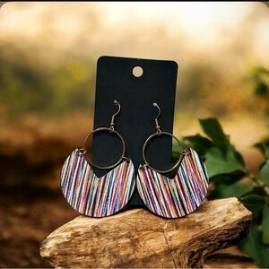 Multicolor Striped Hoop Earrings
